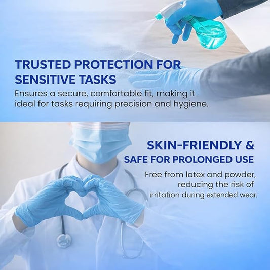 Intco AdvanCare 4 Mil Blue Nitrile Gloves - Powder-Free - Case of 10 Boxes / 1,000 Gloves
