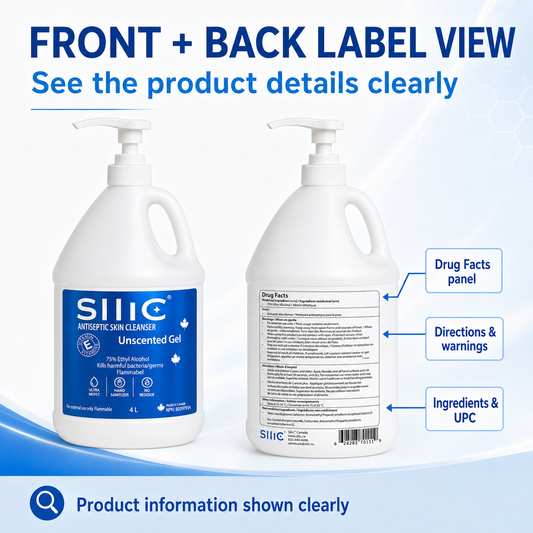 Gel hydroalcoolique pour les mains (4 x 4 litres) fabriqué au Canada - 70 % d'alcool de qualité alimentaire