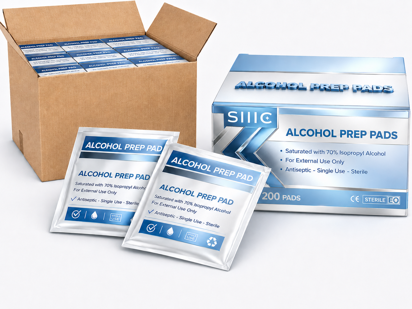 Sllic® Pro Alcohol Prep Pads - 70% Isopropyl Alcohol - Individually Wrapped 2-Ply Pads