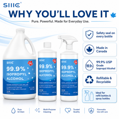 Sllic® Premium 99% USP Grade Isopropyl Alcohol (IPA) Spray Trigger - 1L / 33.8OZ (2/6/12)