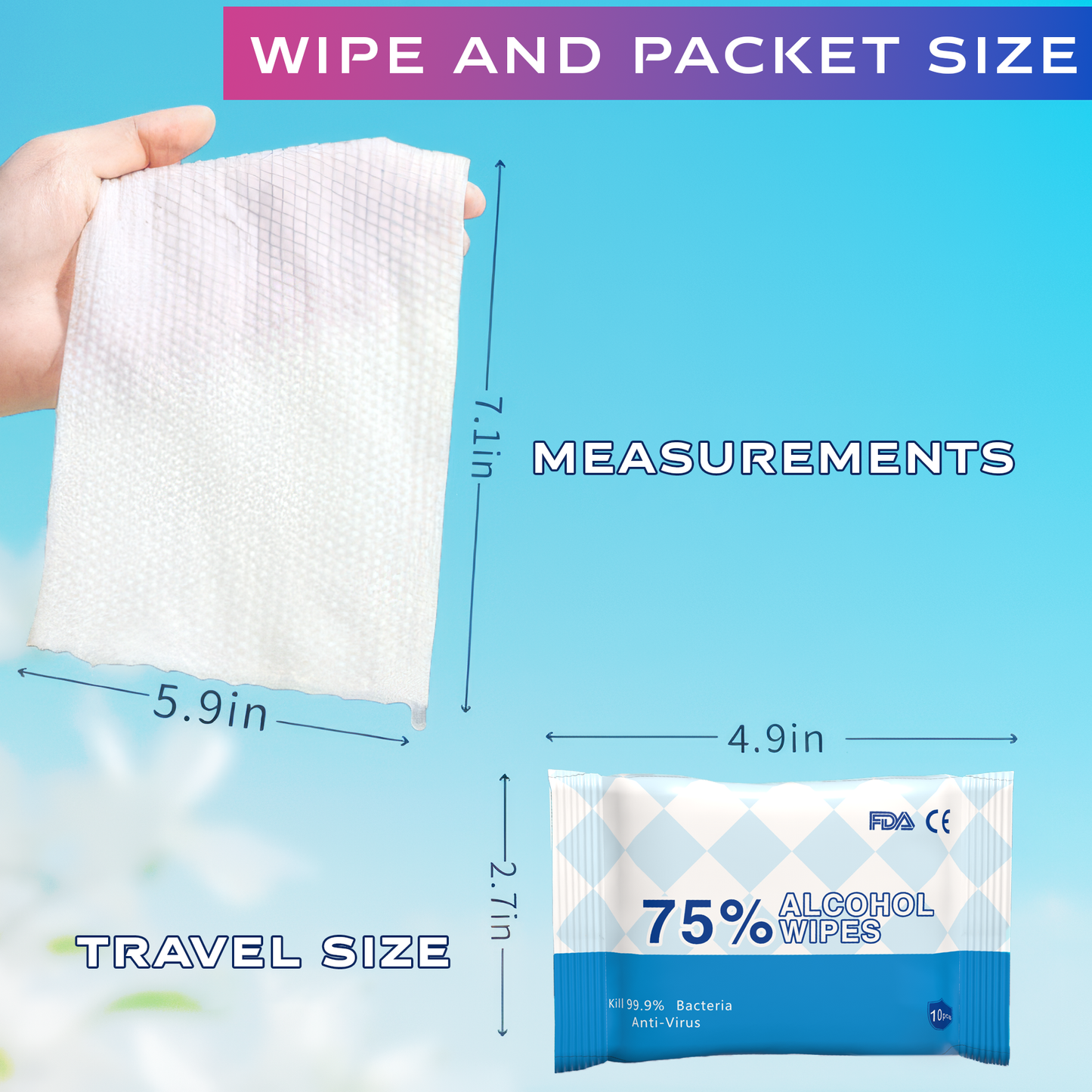 Sllic® 10s - 75% Alcohol Wipes - Packs of 10 Sheets (10/30/100 Packs)