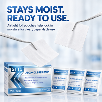 Sllic® Pro Alcohol Prep Pads - 70% Isopropyl Alcohol - Individually Wrapped 2-Ply Pads
