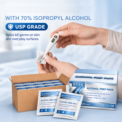 Sllic® Pro Alcohol Prep Pads - 70% Isopropyl Alcohol - Individually Wrapped 2-Ply Pads