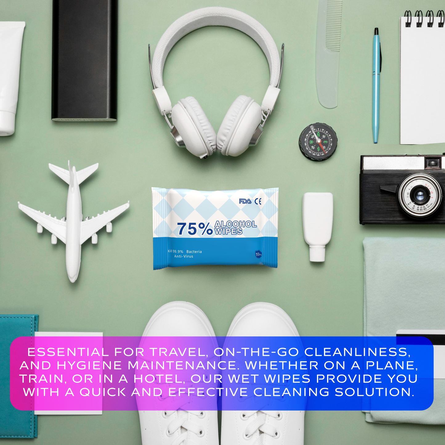Sllic® 10s - 75% Alcohol Wipes - Packs of 10 Sheets (10/30/100 Packs)