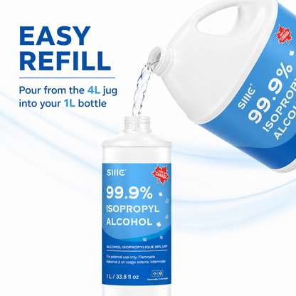 Sllic® Premium 99% USP Grade Isopropyl Alcohol (IPA) Spray Trigger - 1L / 33.8OZ (2/6/12)
