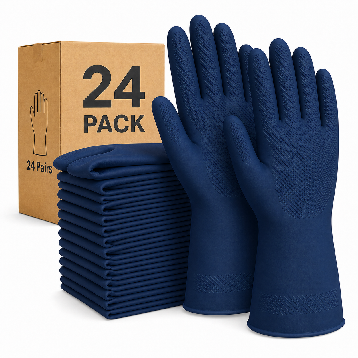 CanSafe Blue Reusable Dishwashing Gloves - 12 Pairs / 24 Gloves Total
