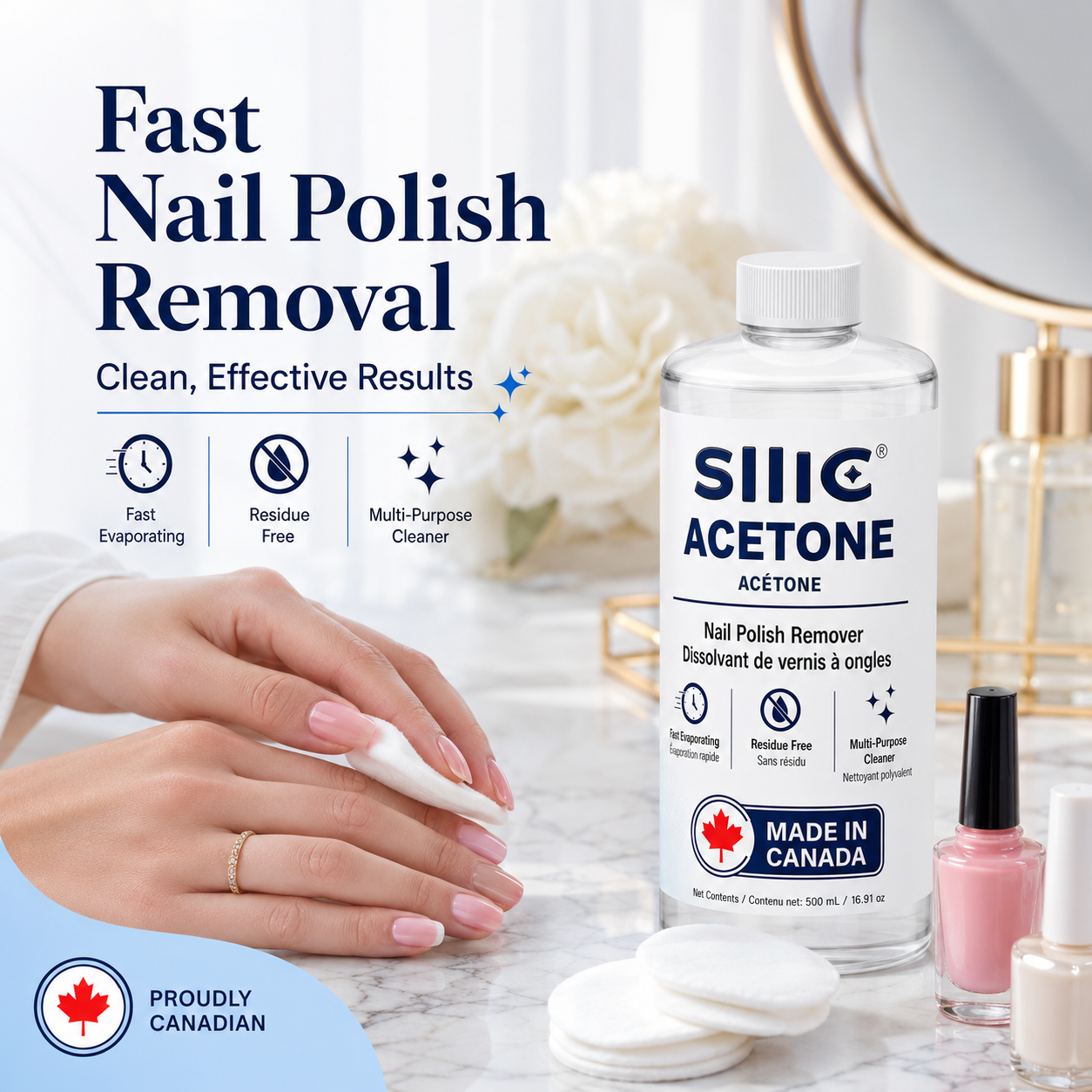 Sllic® Acetone 100% Pure Professional Grade - 500ml / 16.9 fl oz