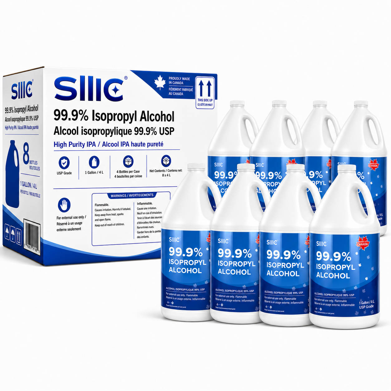 Sllic® Premium 99% USP Grade Isopropyl Alcohol (IPA) - 4L / 1 Gallon Jug (1/4/8 Count)